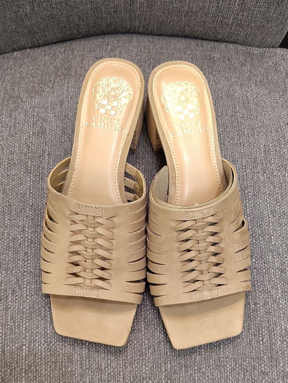 Vince Camuto Tan Woven Mule Slides for Women